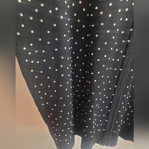 Questions Rhinestone Embellished Black Zip Up Cardigan Holiday Party~ Size XL - Picture 3 of 6